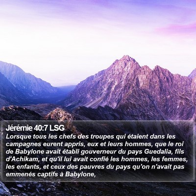 Jérémie 40:7 LSG Bible Verse Image