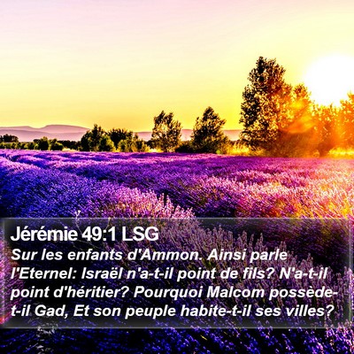 Jérémie 49:1 LSG Bible Verse Image