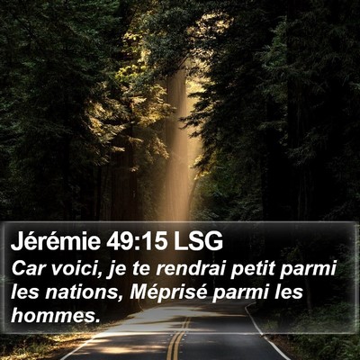 Jérémie 49:15 LSG Bible Verse Image