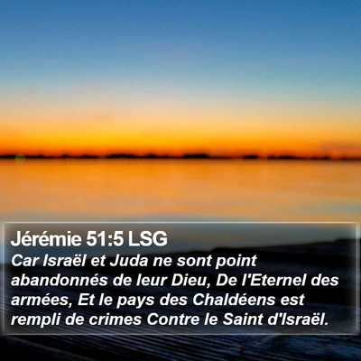 Jérémie 51:5 LSG Bible Verse Image