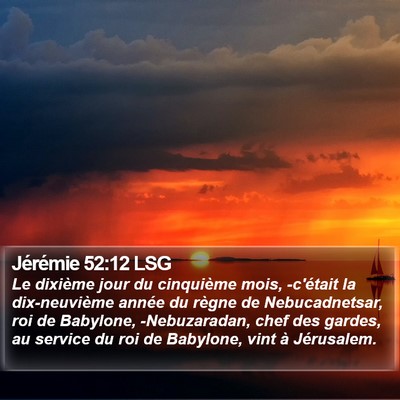 Jérémie 52:12 LSG Bible Verse Image