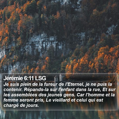 Jérémie 6:11 LSG Bible Verse Image
