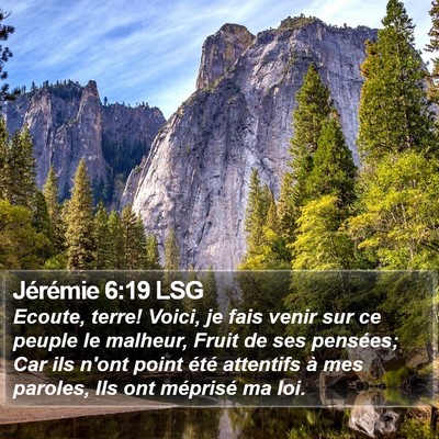 Jérémie 6:19 LSG Bible Verse Image