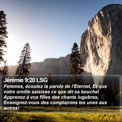Jérémie 9:20 LSG Bible Verse Image