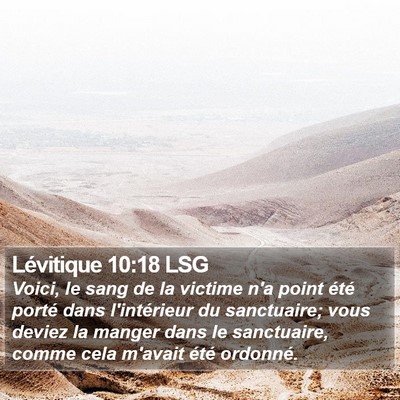 Lévitique 10:18 LSG Bible Verse Image