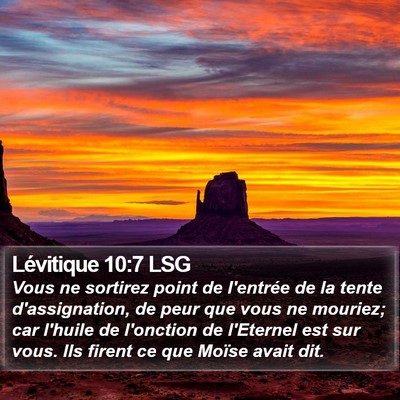 Lévitique 10:7 LSG Bible Verse Image