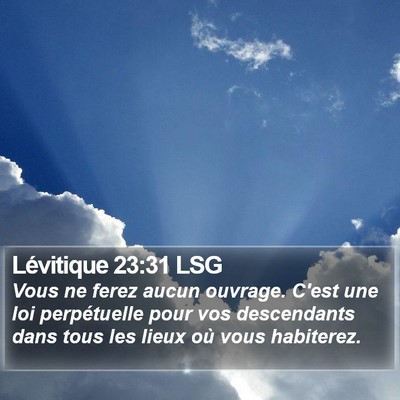 Lévitique 23:31 LSG Bible Verse Image