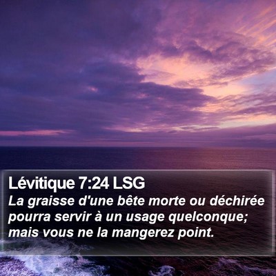 Lévitique 7:24 LSG Bible Verse Image