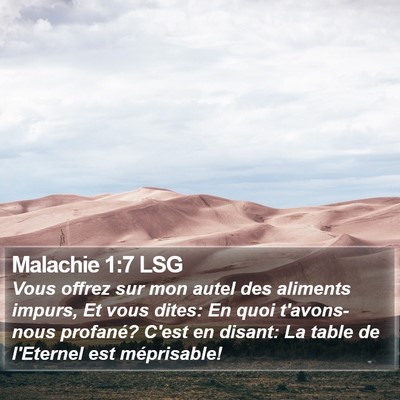 Malachie 1:7 LSG Bible Verse Image