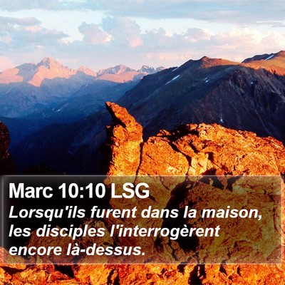Marc 10:10 LSG Bible Verse Image