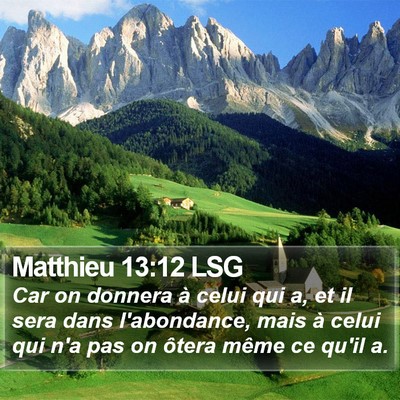 Matthieu 13:12 LSG Bible Verse Image
