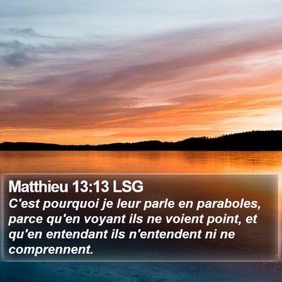 Matthieu 13:13 LSG Bible Verse Image