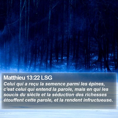 Matthieu 13:22 LSG Bible Verse Image