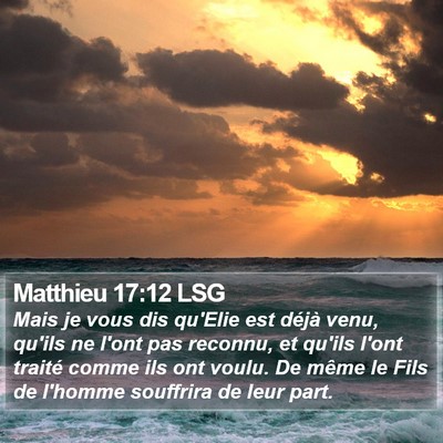 Matthieu 17:12 LSG Bible Verse Image