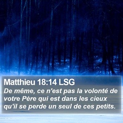 Matthieu 18:14 LSG Bible Verse Image
