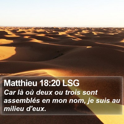 Matthieu 18:20 LSG Bible Verse Image