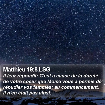 Matthieu 19:8 LSG Bible Verse Image