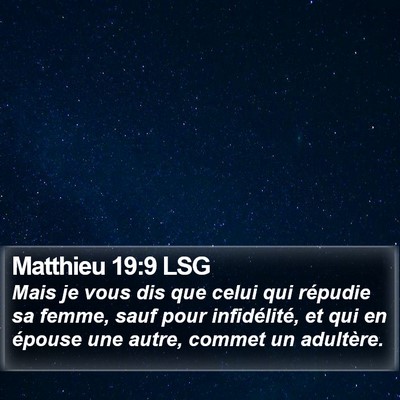 Matthieu 19:9 LSG Bible Verse Image