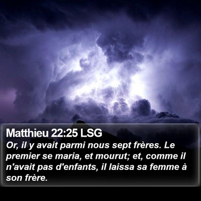 Matthieu 22:25 LSG Bible Verse Image