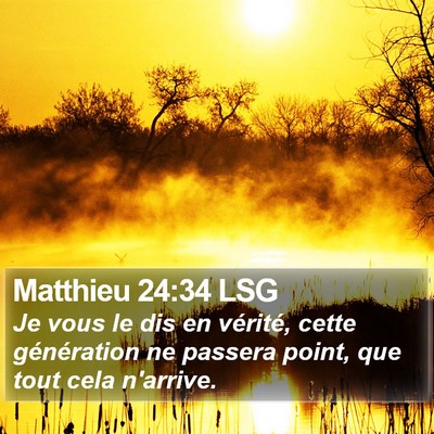 Matthieu 24:34 LSG Bible Verse Image