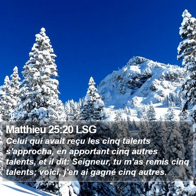 Matthieu 25:20 LSG Bible Verse Image