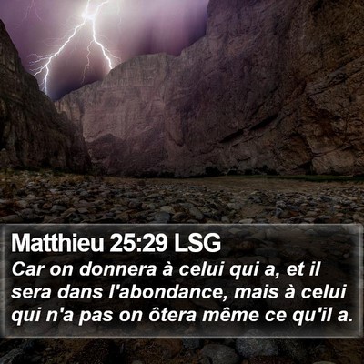 Matthieu 25:29 LSG Bible Verse Image