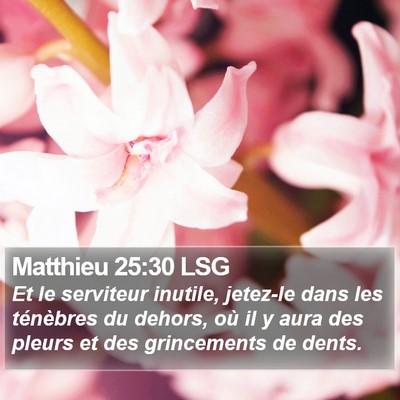 Matthieu 25:30 LSG Bible Verse Image