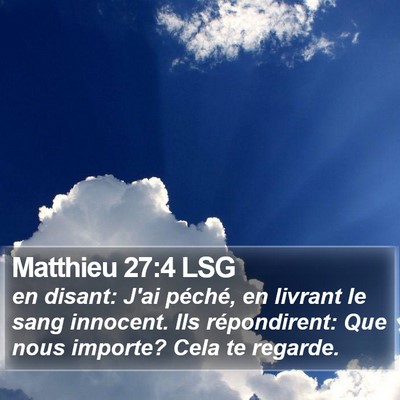 Matthieu 27:4 LSG Bible Verse Image