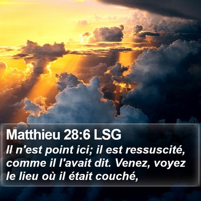 Matthieu 28:6 LSG Bible Verse Image