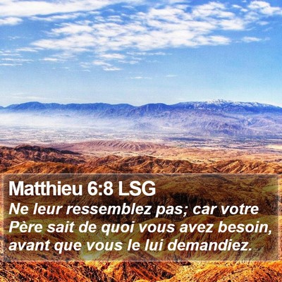 Matthieu 6:8 LSG Bible Verse Image
