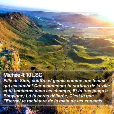 Michée 4:10 LSG Bible Verse Image
