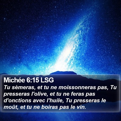 Michée 6:15 LSG Bible Verse Image