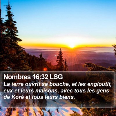 Nombres 16:32 LSG Bible Verse Image