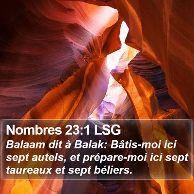 Nombres 23:1 LSG Bible Verse Image