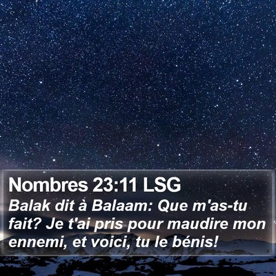 Nombres 23:11 LSG Bible Verse Image