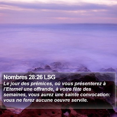 Nombres 28:26 LSG Bible Verse Image