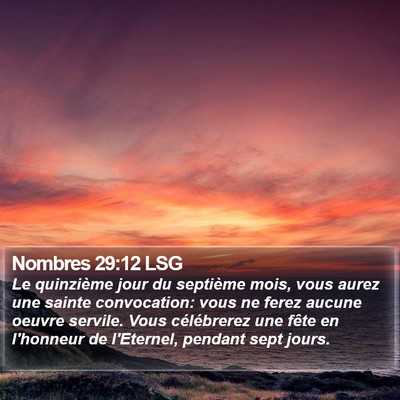 Nombres 29:12 LSG Bible Verse Image