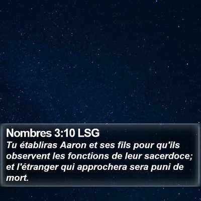 Nombres 3:10 LSG Bible Verse Image