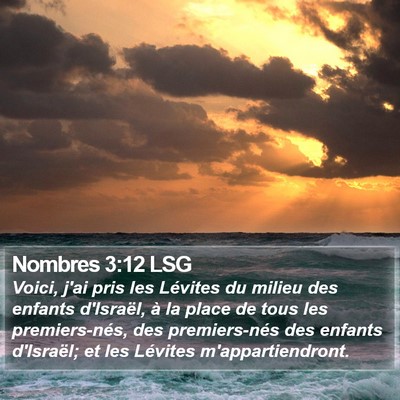 Nombres 3:12 LSG Bible Verse Image