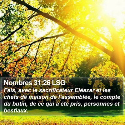 Nombres 31:26 LSG Bible Verse Image