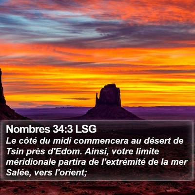 Nombres 34:3 LSG Bible Verse Image