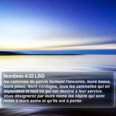 Nombres 4:32 LSG Bible Verse Image
