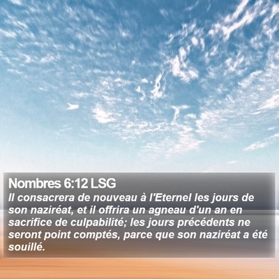 Nombres 6:12 LSG Bible Verse Image