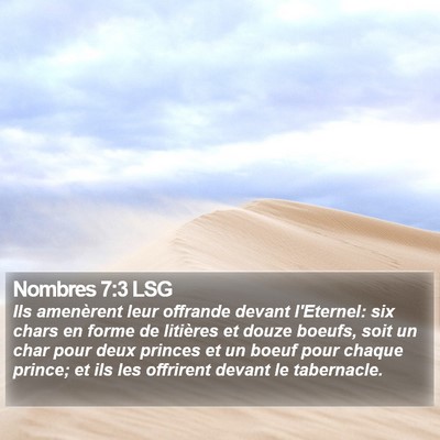Nombres 7:3 LSG Bible Verse Image
