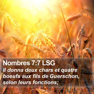 Nombres 7:7 LSG Bible Verse Image