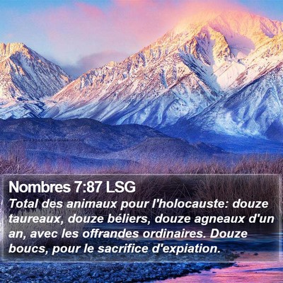 Nombres 7:87 LSG Bible Verse Image