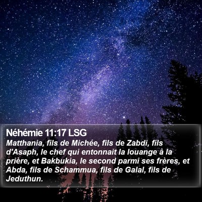 Néhémie 11:17 LSG Bible Verse Image