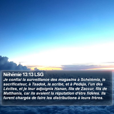 Néhémie 13:13 LSG Bible Verse Image