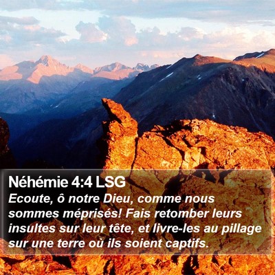 Néhémie 4:4 LSG Bible Verse Image