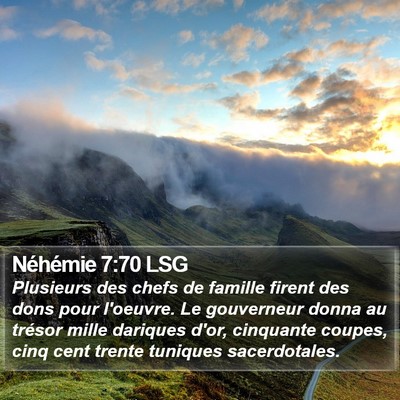 Néhémie 7:70 LSG Bible Verse Image